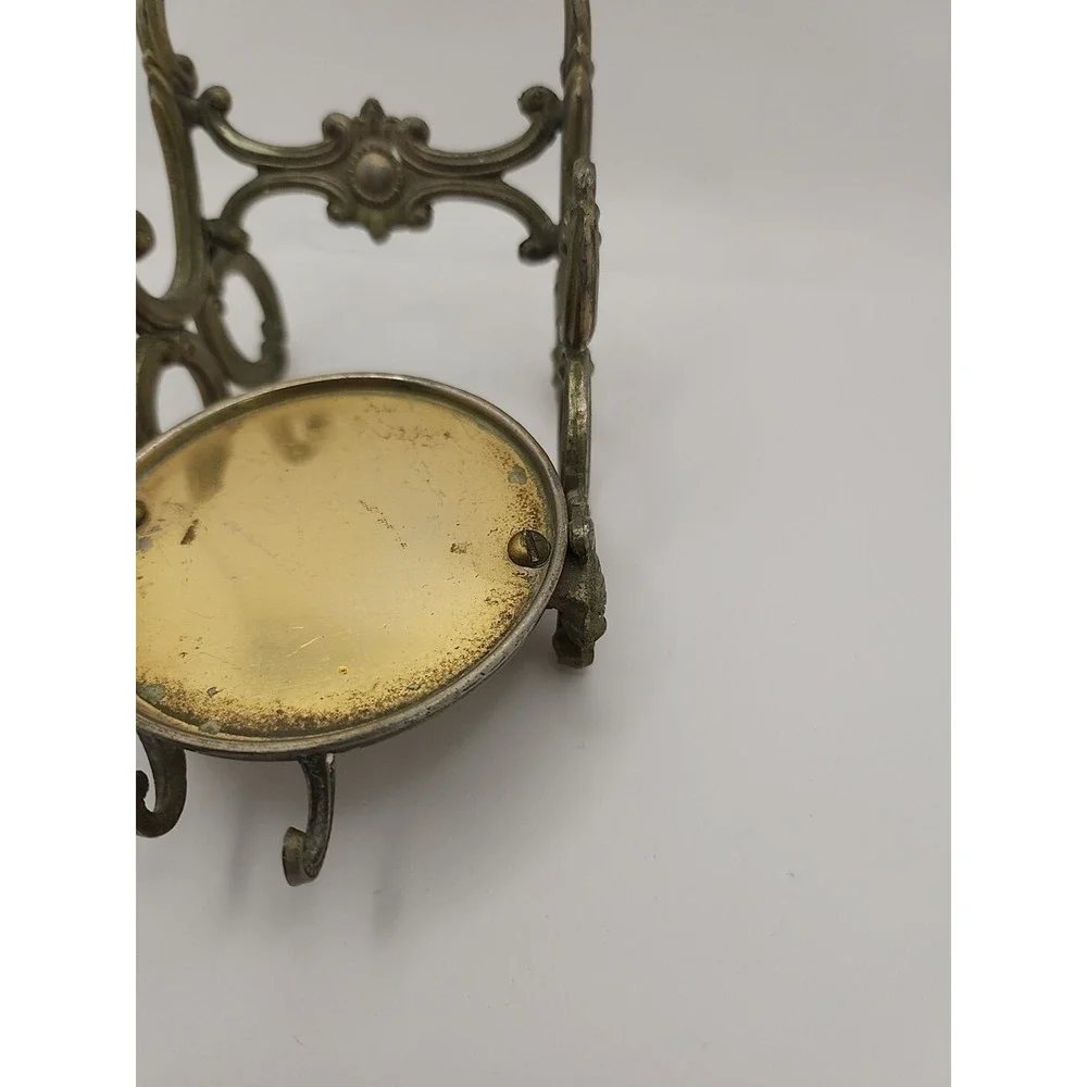 VINTAGE Made in‎ Occupied Japan Brass Tea Cup Display Saucer and Spoon Holder